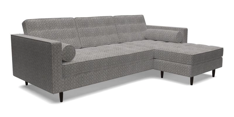 Marylebone LHF Corner Unit in Clever Tough And Eco Velvet Chrome