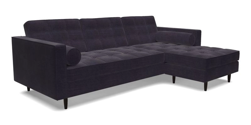 Marylebone LHF Corner Unit in Clever Tough And Eco Velvet Chrome