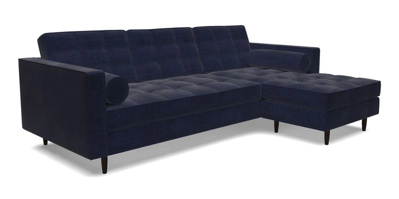 Marylebone LHF Corner Unit in Clever Tough And Eco Velvet Chrome