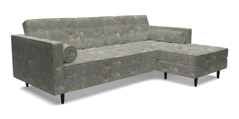 Marylebone LHF Corner Unit in Clever Tough And Eco Velvet Chrome