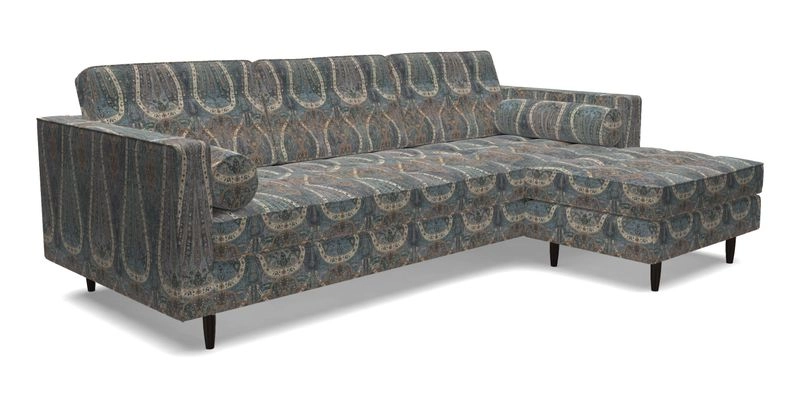 Marylebone LHF Corner Unit in Clever Tough And Eco Velvet Chrome