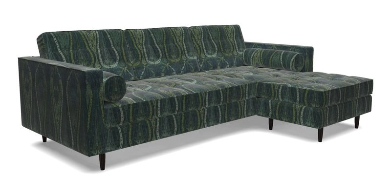 Marylebone LHF Corner Unit in Clever Tough And Eco Velvet Chrome