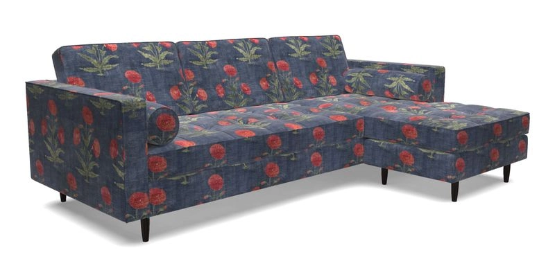 Marylebone LHF Corner Unit in Clever Tough And Eco Velvet Chrome