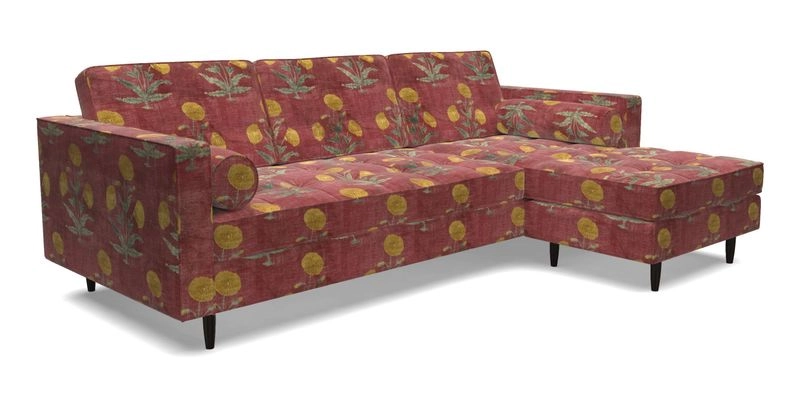 Marylebone LHF Corner Unit in Clever Tough And Eco Velvet Chrome