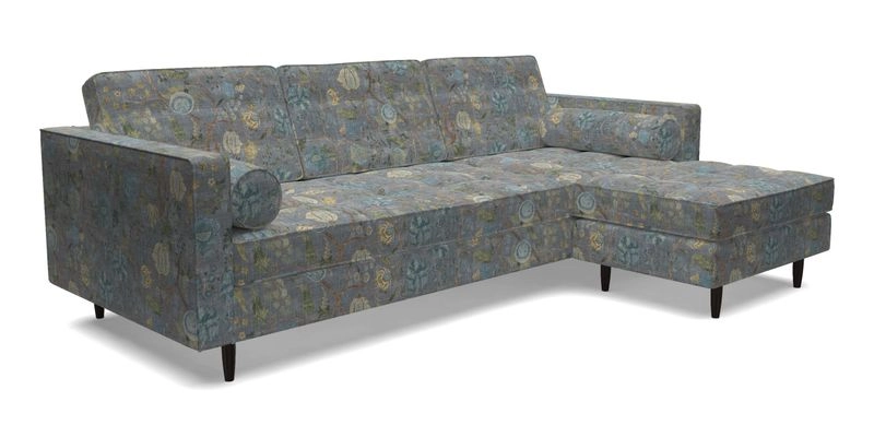 Marylebone LHF Corner Unit in Clever Tough And Eco Velvet Chrome