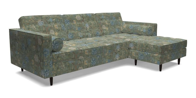 Marylebone LHF Corner Unit in Clever Tough And Eco Velvet Chrome