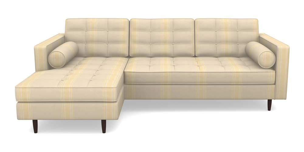 Product photograph of Marylebone Lhf Chaise In Cloth 22 - Racing Stripes Cheltenham - Lemon from Sofas and Stuff Limited