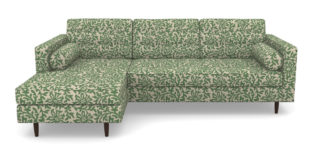 Product photograph of Marylebone Lhf Chaise In V A Brompton Collection - Floral Scroll - Basil from Sofas and Stuff Limited