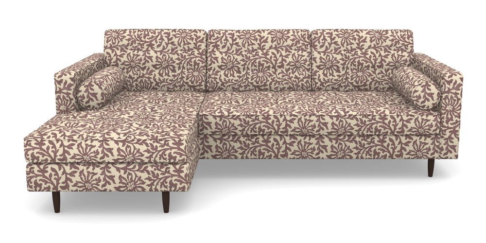 Product photograph of Marylebone Lhf Chaise In V A Brompton Collection - Floral Scroll - Cacao from Sofas and Stuff Limited