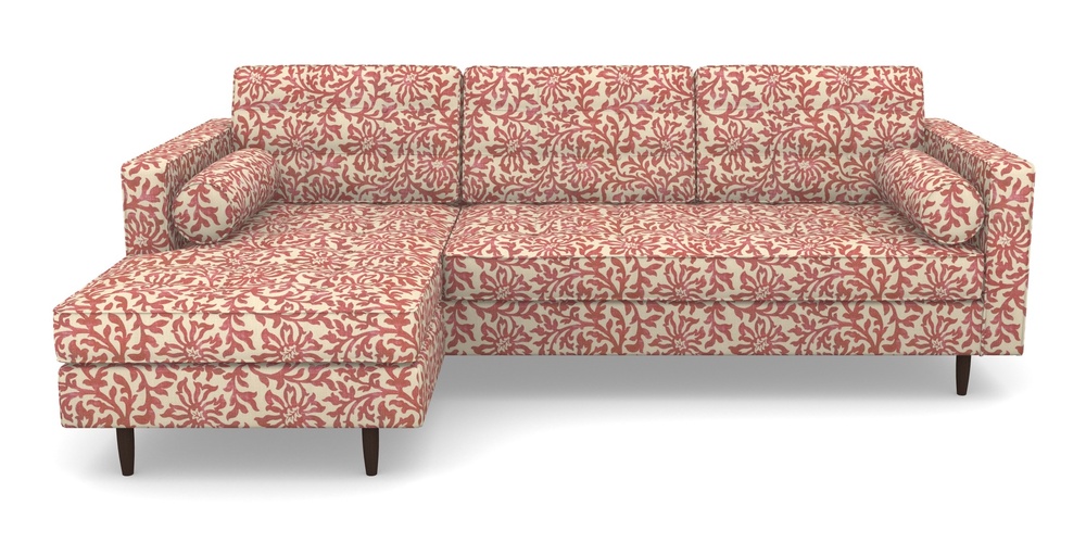 Product photograph of Marylebone Lhf Chaise In V A Brompton Collection - Floral Scroll - Chilli from Sofas and Stuff Limited