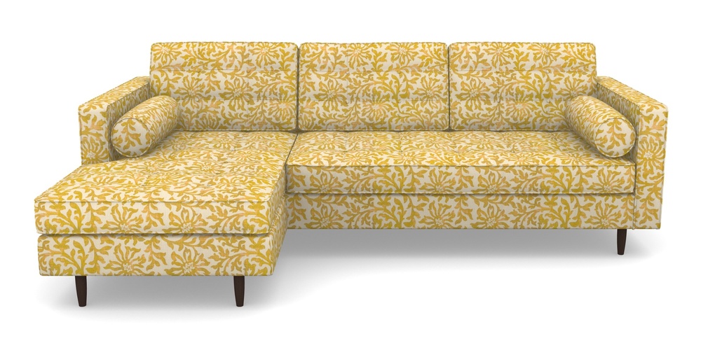 Product photograph of Marylebone Lhf Chaise In V A Brompton Collection - Floral Scroll - Corn from Sofas and Stuff Limited