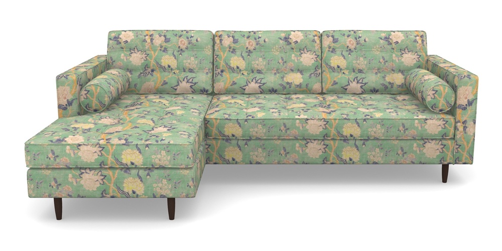 Product photograph of Marylebone Lhf Chaise In Floral Linen - Even So Verde from Sofas and Stuff Limited