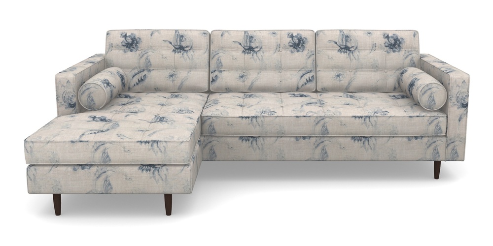 Product photograph of Marylebone Lhf Chaise In Floral Linen - Lela Mystery Indigo from Sofas and Stuff Limited