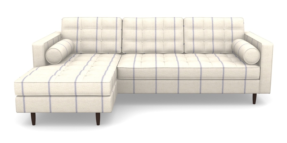 Product photograph of Marylebone Lhf Chaise In Grain Sack Stripe - Blue from Sofas and Stuff Limited