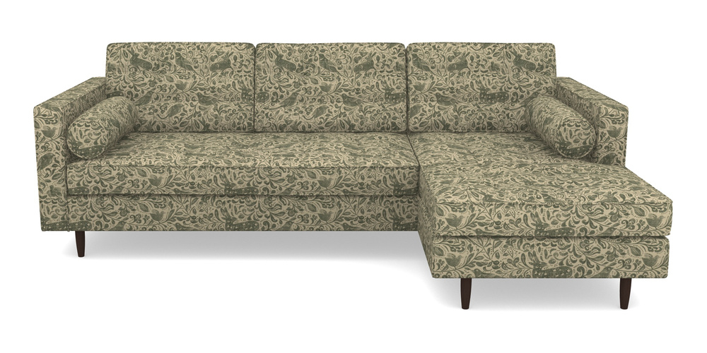 Product photograph of Marylebone Rhf Chaise In V A Drawn From Nature - Bird And Rabbit - Dark Green from Sofas and Stuff Limited