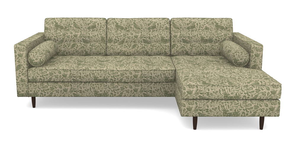 Product photograph of Marylebone Rhf Chaise In V A Drawn From Nature - Bird And Rabbit - Light Green from Sofas and Stuff Limited