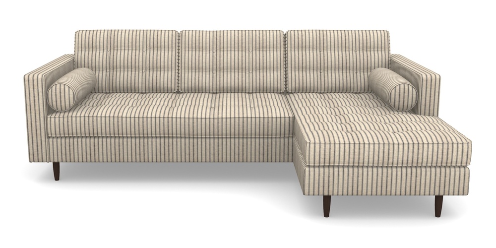 Product photograph of Marylebone Rhf Chaise In Cloth 18 Stripes - Ticking - Bible Black from Sofas and Stuff Limited