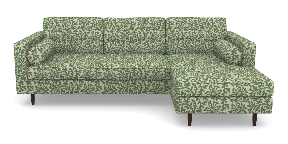 Product photograph of Marylebone Rhf Chaise In V A Brompton Collection - Floral Scroll - Basil from Sofas and Stuff Limited