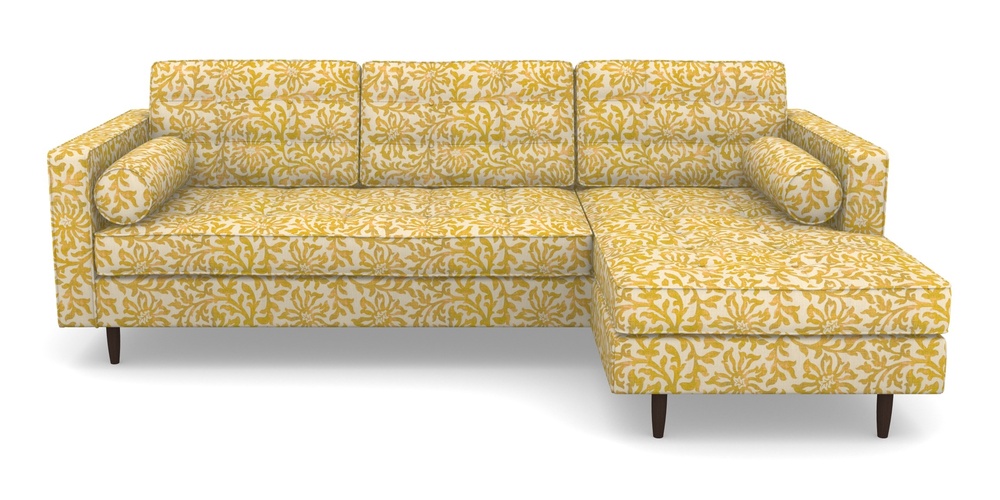 Product photograph of Marylebone Rhf Chaise In V A Brompton Collection - Floral Scroll - Corn from Sofas and Stuff Limited