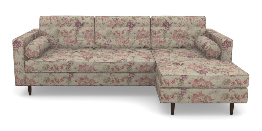 Product photograph of Marylebone Rhf Chaise In Floral Linen - Faith Rose Quartz from Sofas and Stuff Limited