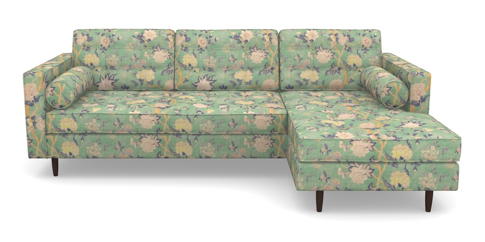 Product photograph of Marylebone Rhf Chaise In Floral Linen - Even So Verde from Sofas and Stuff Limited