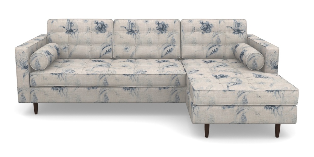 Product photograph of Marylebone Rhf Chaise In Floral Linen - Lela Mystery Indigo from Sofas and Stuff Limited