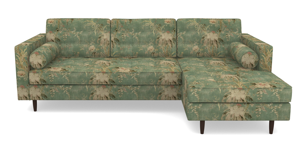 Product photograph of Marylebone Rhf Chaise In Floral Linen - Zefferino Emerald from Sofas and Stuff Limited