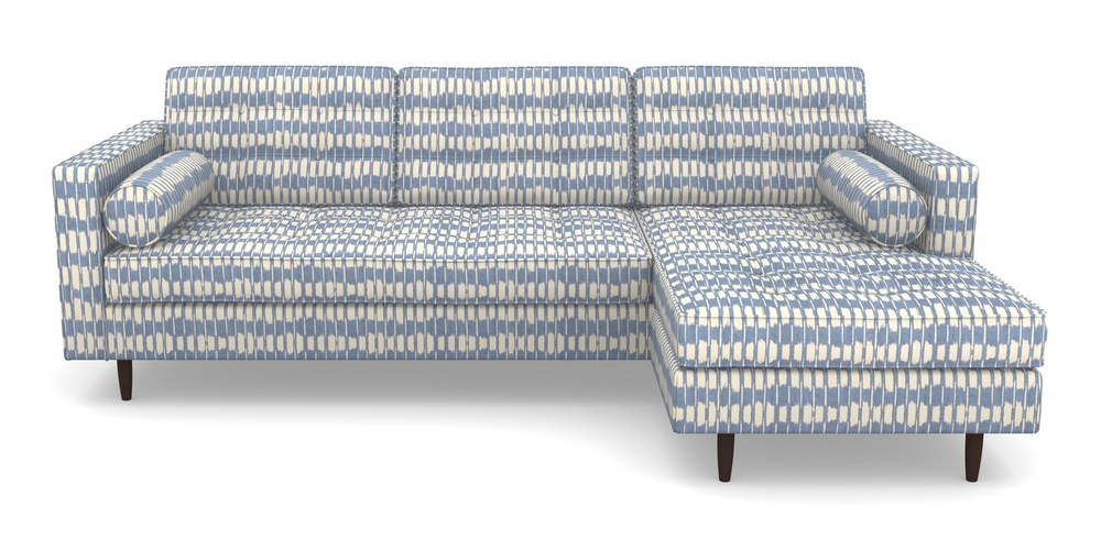 Product photograph of Marylebone Rhf Chaise In V A Brompton Collection - Ikat - Morning Blue from Sofas and Stuff Limited