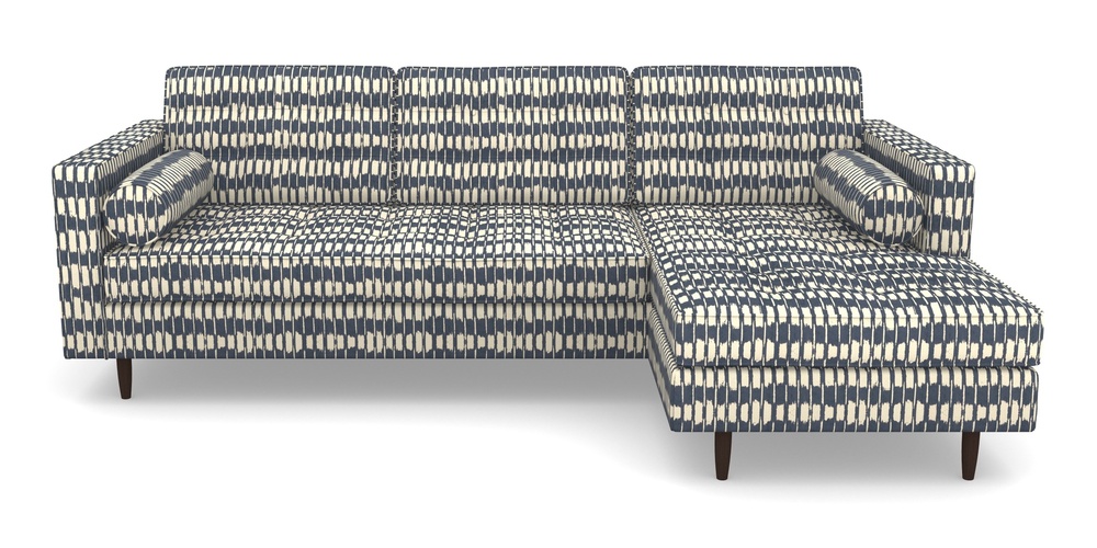 Product photograph of Marylebone Rhf Chaise In V A Brompton Collection - Ikat - Midnight Blue from Sofas and Stuff Limited