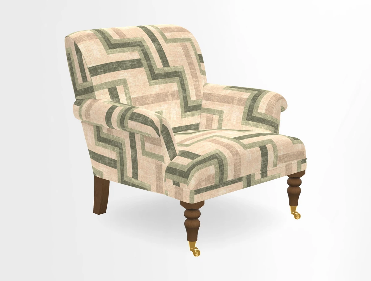 Midhurst Chair in Kirby Soho Burnt Orange & Mulberry Rustic Stripe Red Plum
