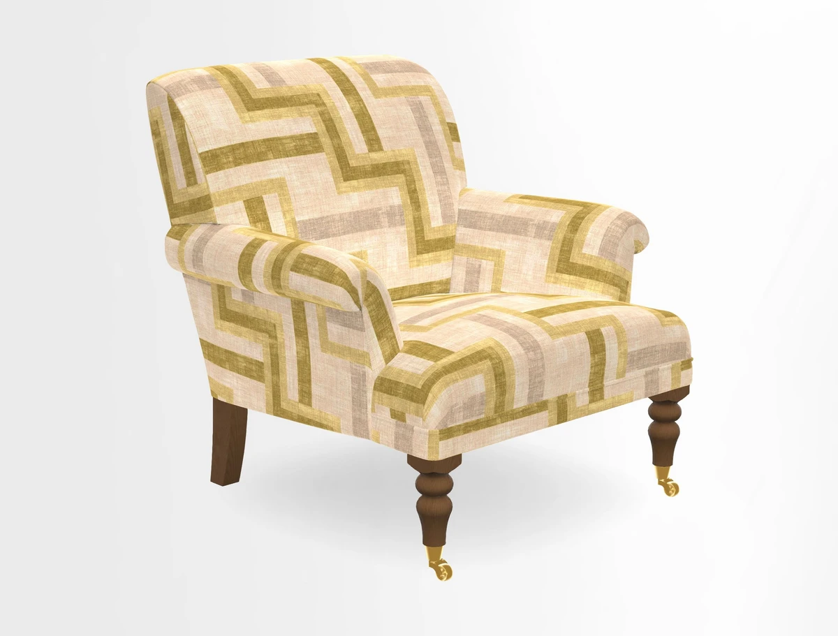 Midhurst Chair in Kirby Soho Burnt Orange & Mulberry Rustic Stripe Red Plum