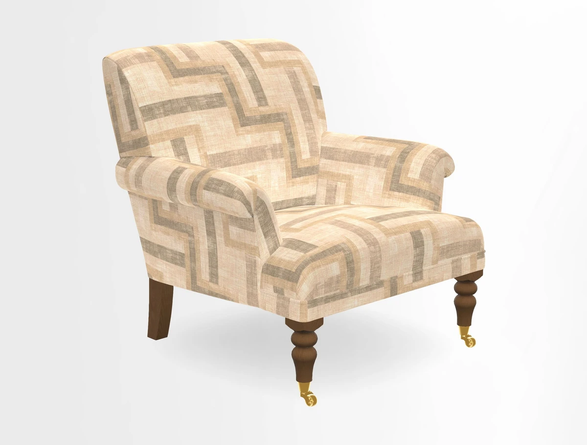 Midhurst Chair in Kirby Soho Burnt Orange & Mulberry Rustic Stripe Red Plum
