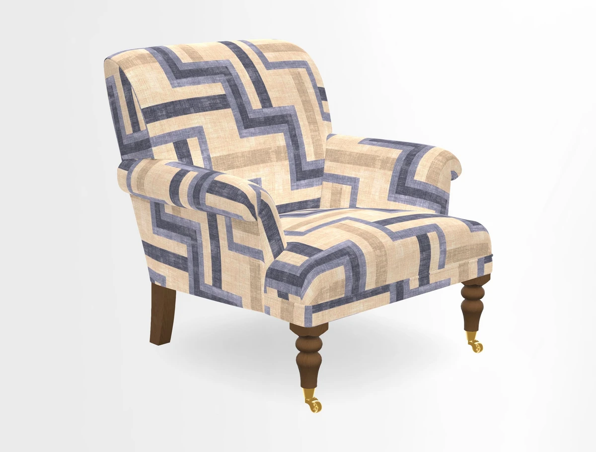Midhurst Chair in Kirby Soho Burnt Orange & Mulberry Rustic Stripe Red Plum