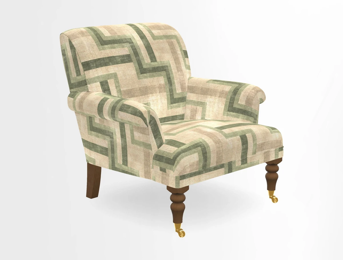 Midhurst Chair in Kirby Soho Burnt Orange & Mulberry Rustic Stripe Red Plum