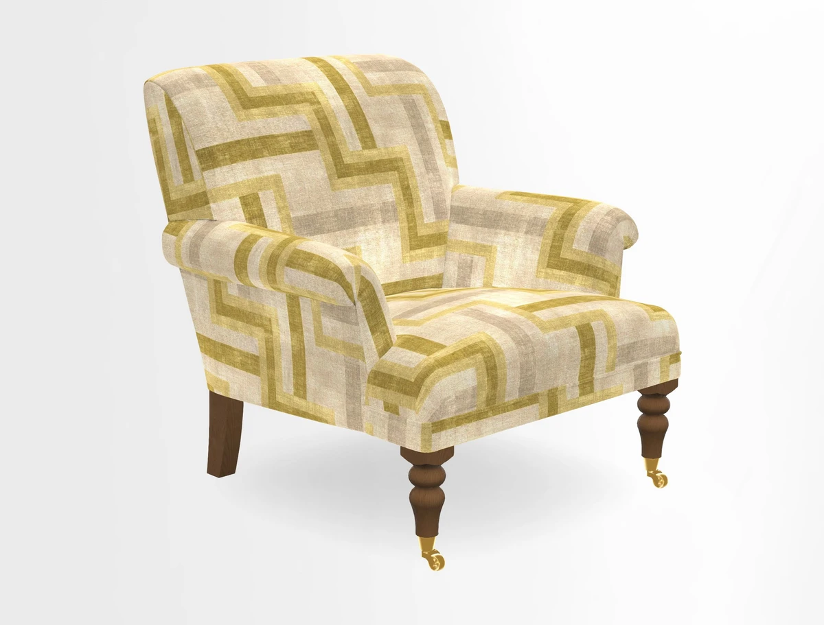 Midhurst Chair in Kirby Soho Burnt Orange & Mulberry Rustic Stripe Red Plum