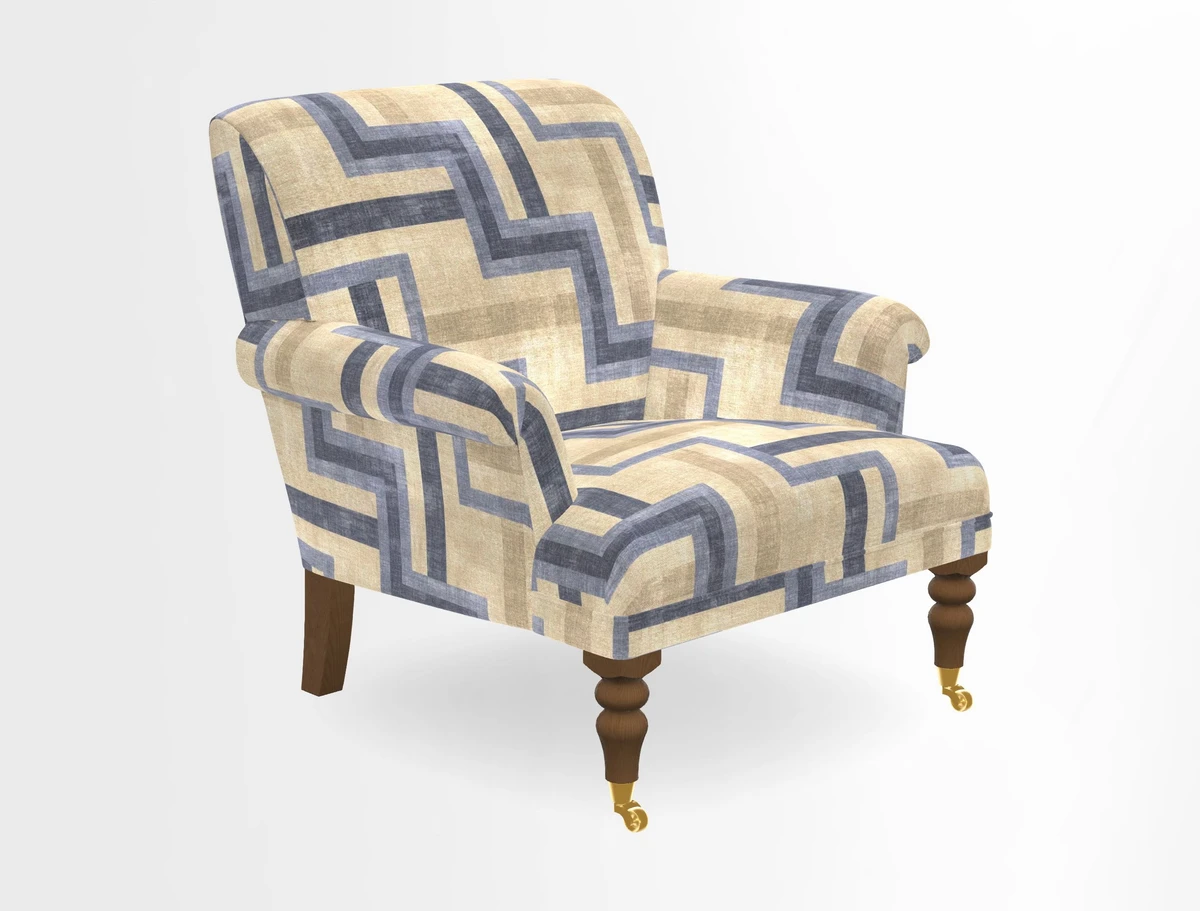 Midhurst Chair in Kirby Soho Burnt Orange & Mulberry Rustic Stripe Red Plum
