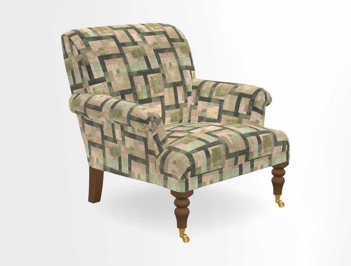 Midhurst Chair in Kirby Soho Burnt Orange & Mulberry Rustic Stripe Red Plum