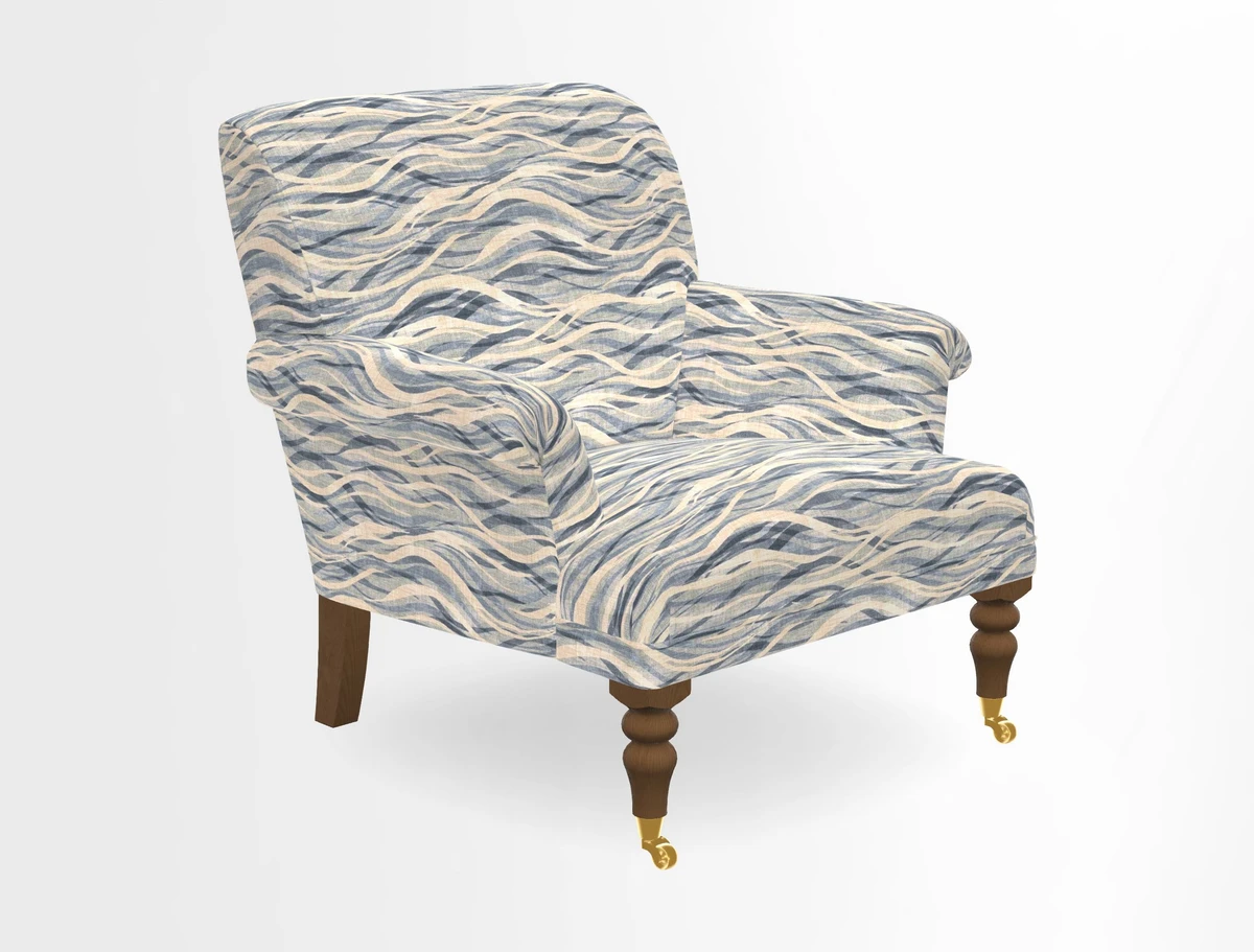 Midhurst Chair in Kirby Soho Burnt Orange & Mulberry Rustic Stripe Red Plum