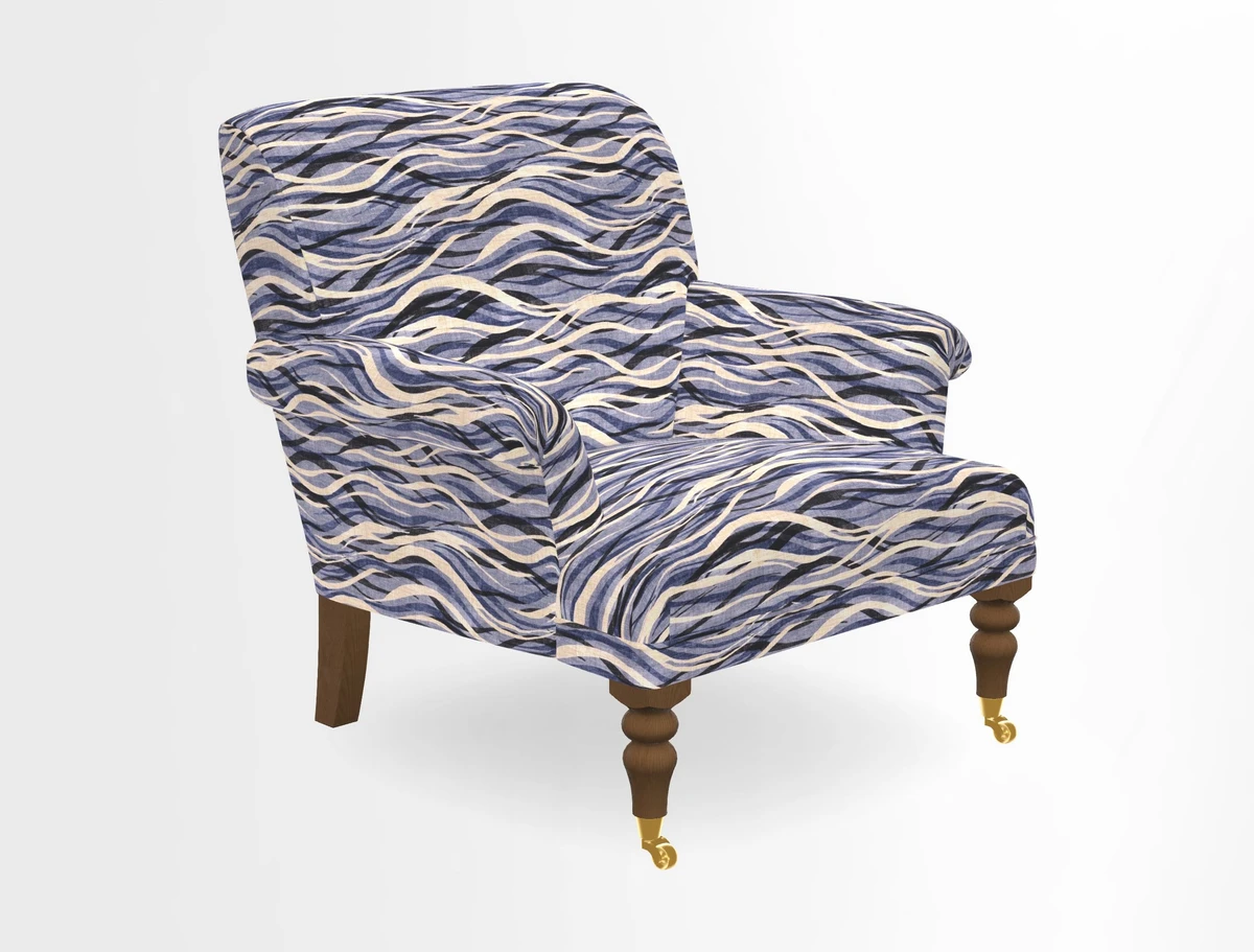 Midhurst Chair in Kirby Soho Burnt Orange & Mulberry Rustic Stripe Red Plum