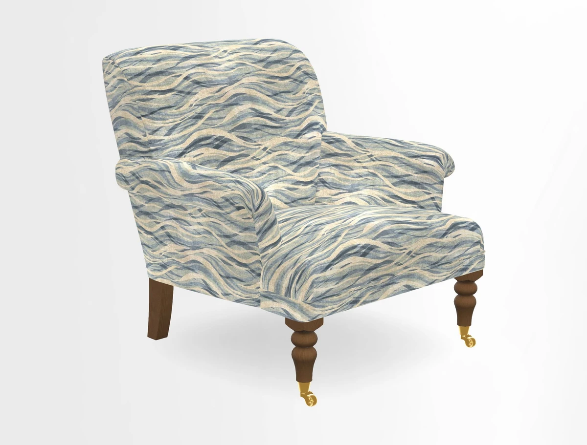 Midhurst Chair in Kirby Soho Burnt Orange & Mulberry Rustic Stripe Red Plum