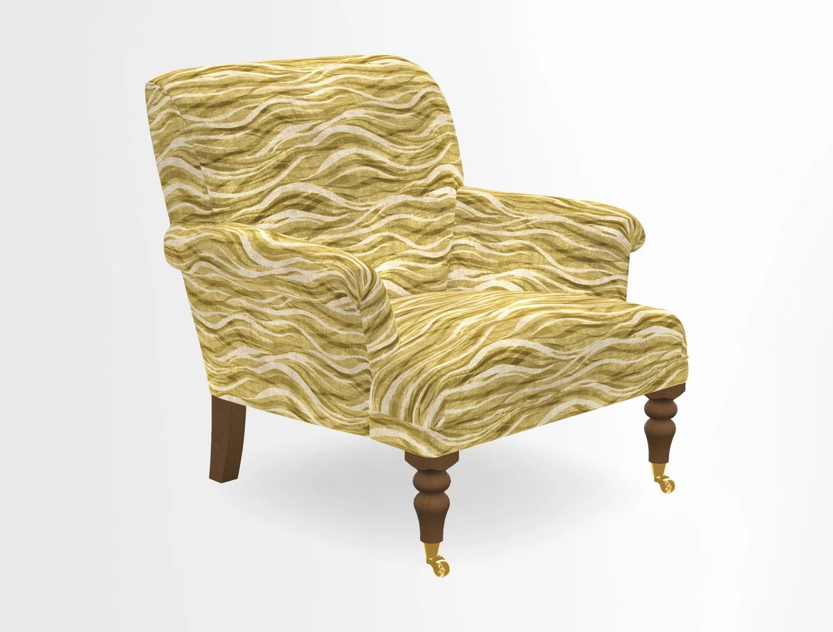 Midhurst Chair in Kirby Soho Burnt Orange & Mulberry Rustic Stripe Red Plum