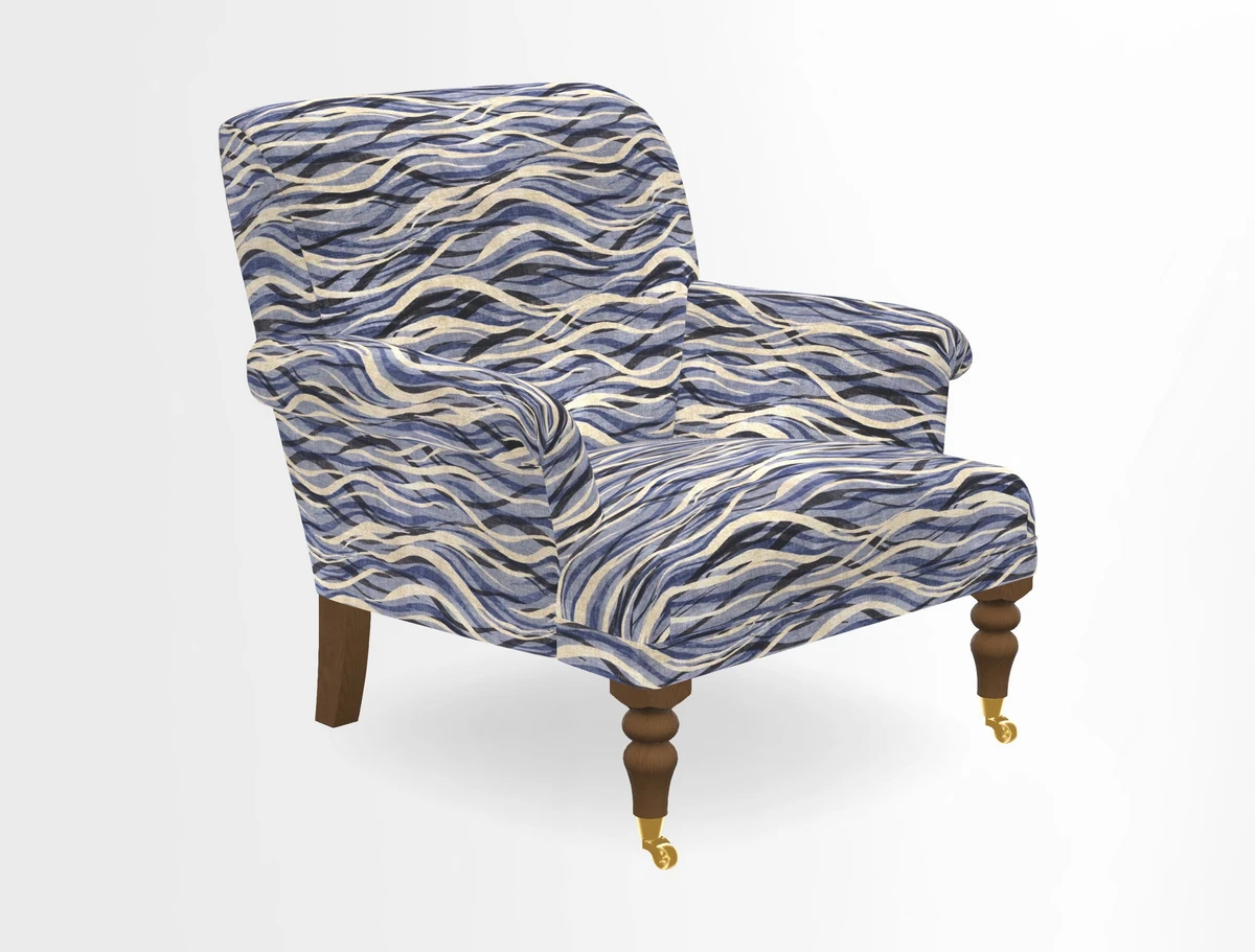 Midhurst Chair in Kirby Soho Burnt Orange & Mulberry Rustic Stripe Red Plum