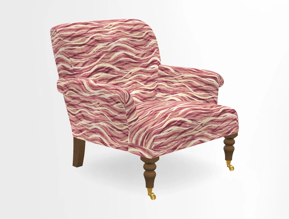 Midhurst Chair in Kirby Soho Burnt Orange & Mulberry Rustic Stripe Red Plum