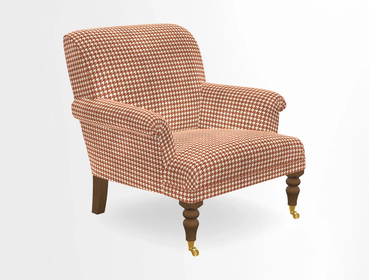 Midhurst Chair in Kirby Soho Burnt Orange & Mulberry Rustic Stripe Red Plum