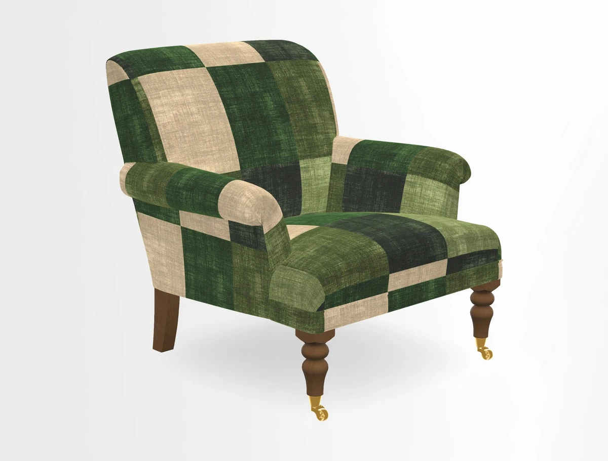 Midhurst Chair in Kirby Soho Burnt Orange & Mulberry Rustic Stripe Red Plum