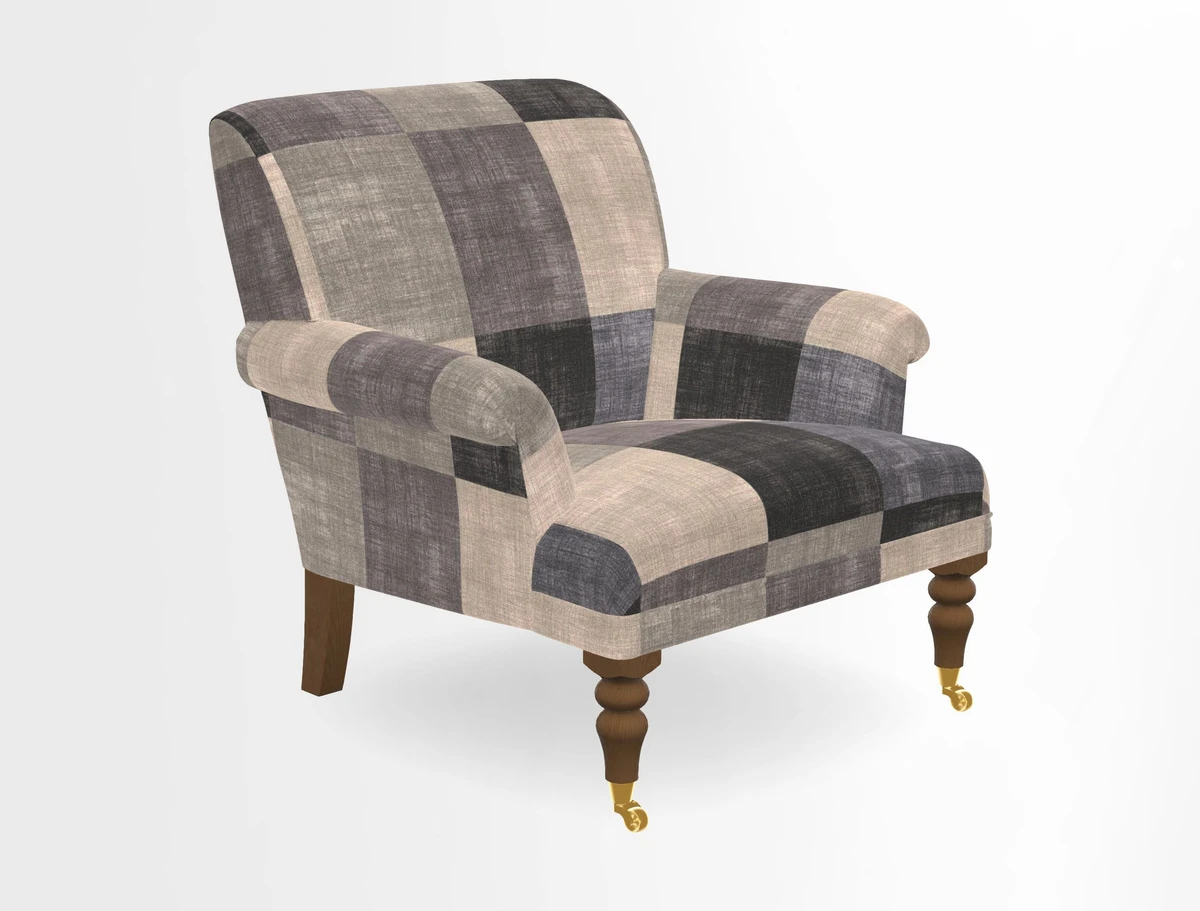 Midhurst Chair in Kirby Soho Burnt Orange & Mulberry Rustic Stripe Red Plum