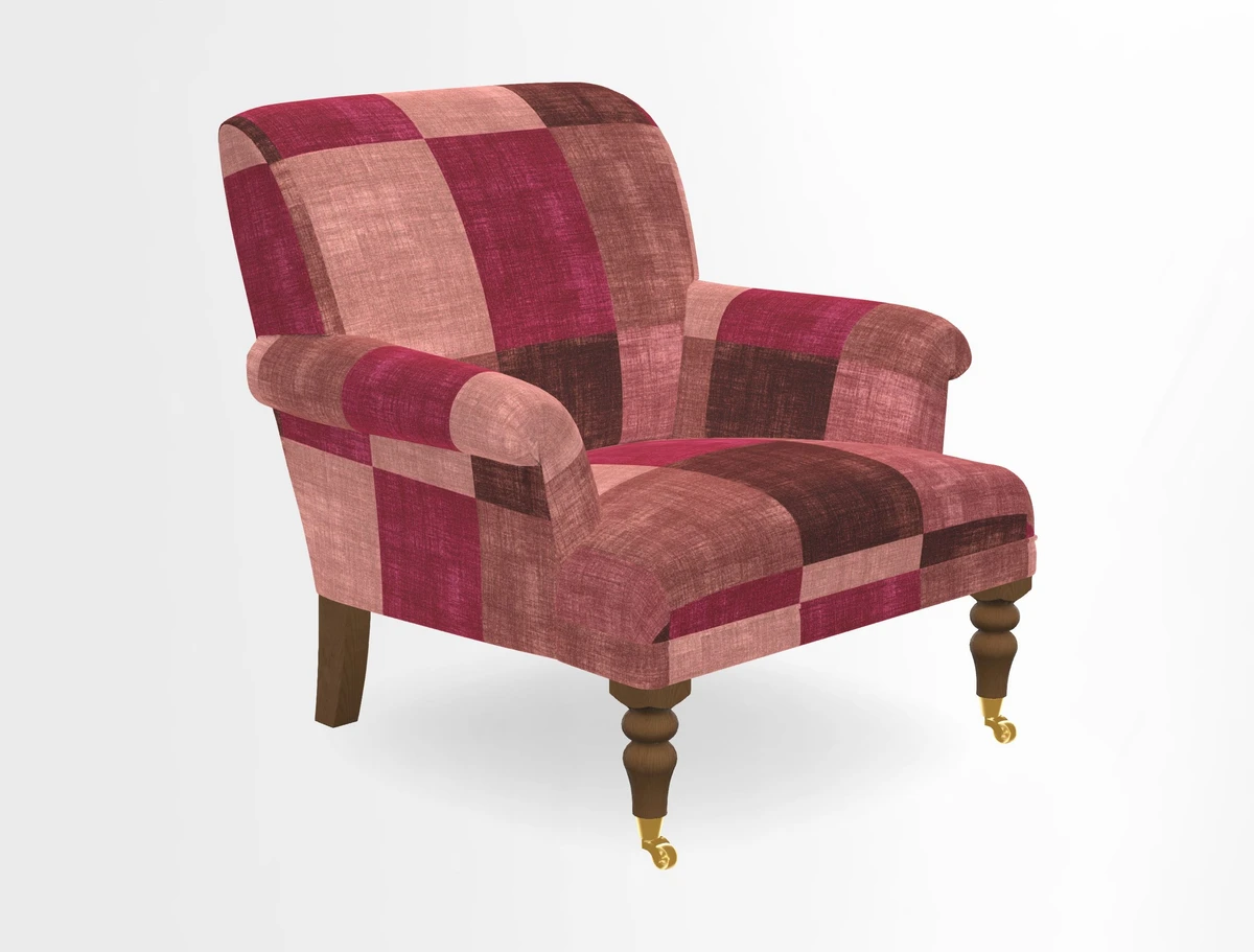 Midhurst Chair in Kirby Soho Burnt Orange & Mulberry Rustic Stripe Red Plum