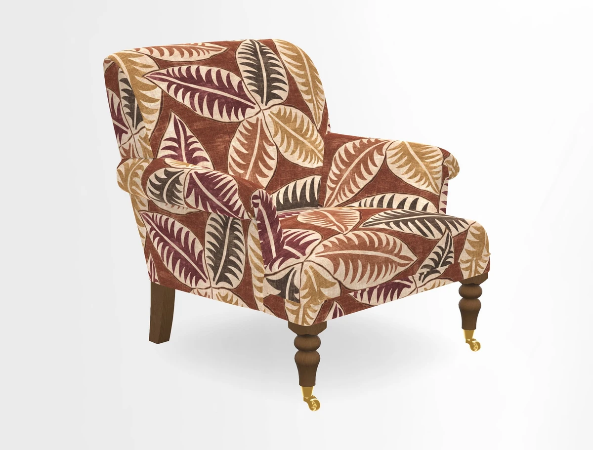 Midhurst Chair in Kirby Soho Burnt Orange & Mulberry Rustic Stripe Red Plum