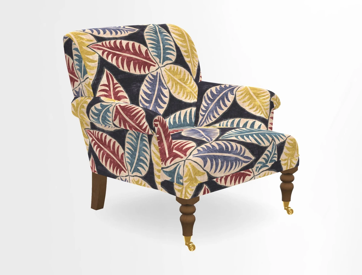 Midhurst Chair in Kirby Soho Burnt Orange & Mulberry Rustic Stripe Red Plum