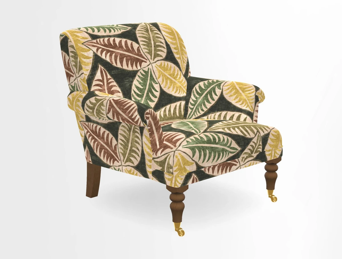 Midhurst Chair in Kirby Soho Burnt Orange & Mulberry Rustic Stripe Red Plum